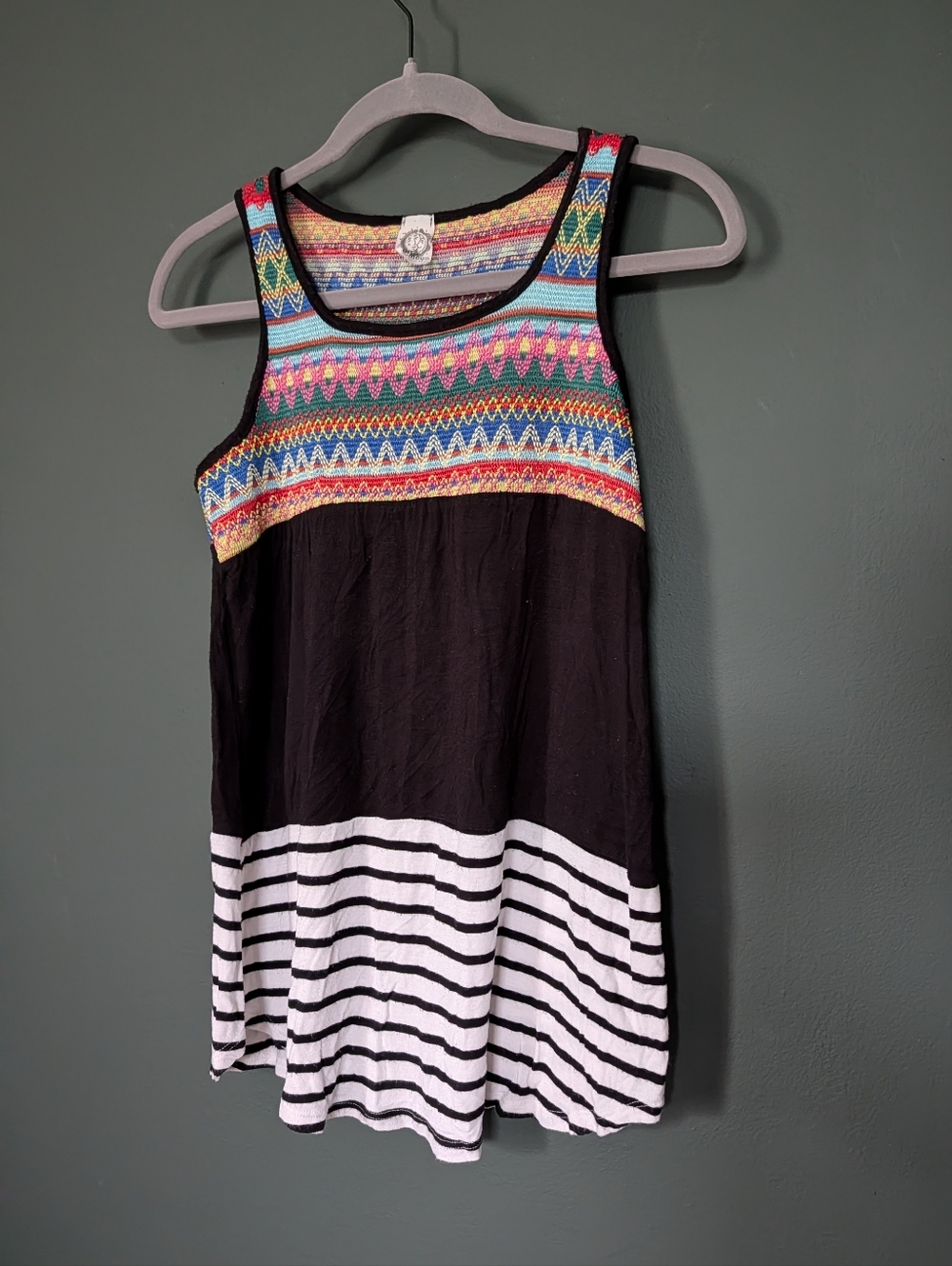 Sun And Moon Multicolor Embroidered Knit Tank Top